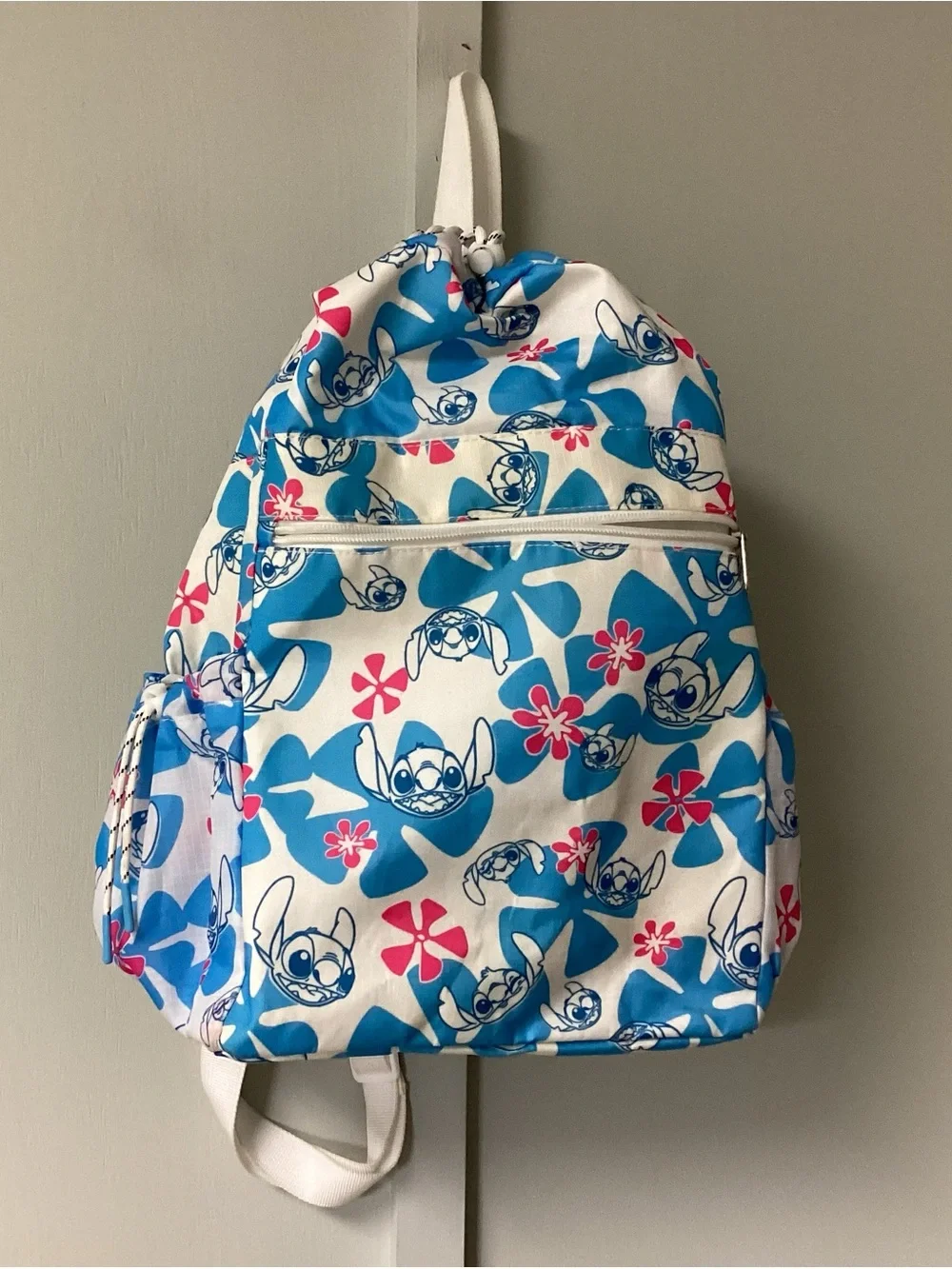 Blue & White Kids Backpack with Stitch Print Disney